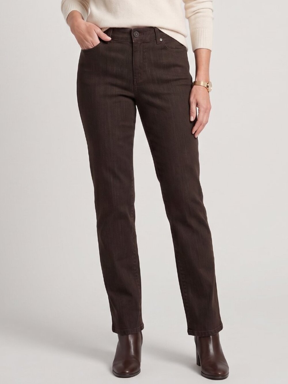 Chico's Chocolate Brown Straight Leg Denim Jeans Size 0.5 (US 6)